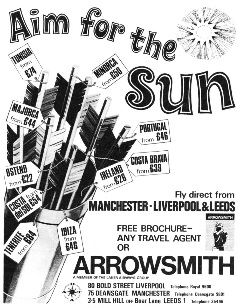 Arrowsmith Holidays advertisement from Christmas 1968